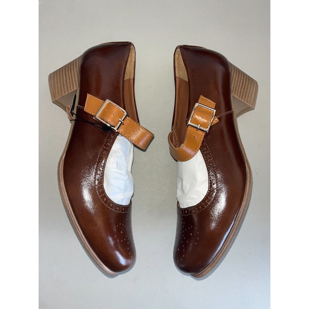 New Julia Bo's Mary Jane Joplin Heels, two-tone brown shoes, EU 42/US 11